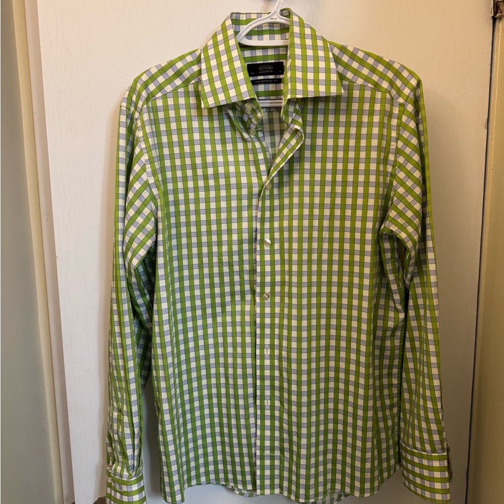 Eton Men's Green Check Dress Shirt - Classic Button-Down